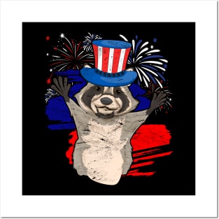 4th Of July Trash Panda Animal Lover USA Flag Raccoon Posters and Art